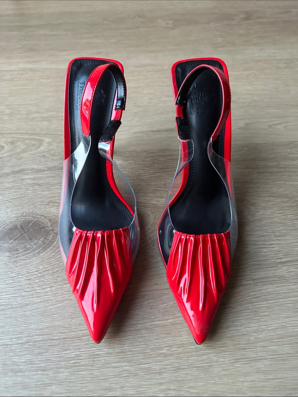 Electric Pink Pointed Toe Slingback Heels – Glossy Patent Finish